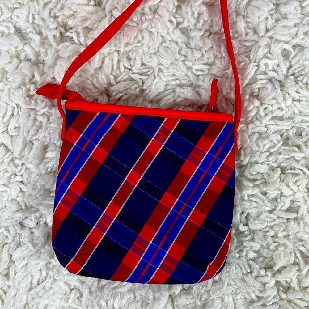 Tommy Hilfiger Red Blue Plaid Crossbody Purse Shoulder Bag Small - Picture 7 of 12